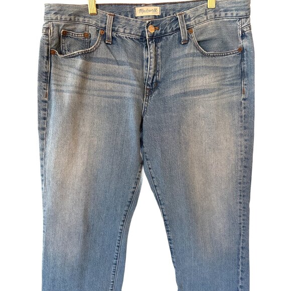 Madewell Jeans Size 32 X 29 Straight Leg Mid Wash 100% Cotton Ankle Comfort - Picture 2 of 10